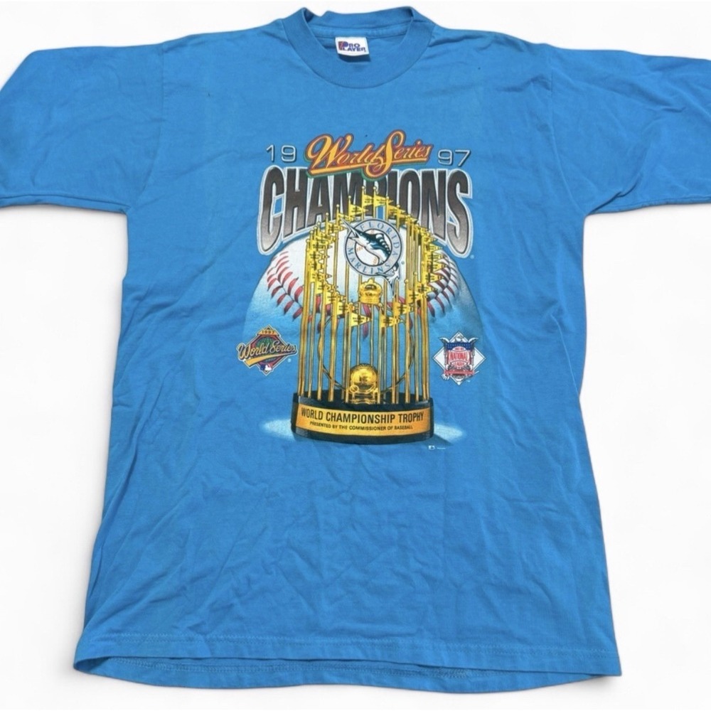 VTG Pro Player Shirt Mens L Tee Florida Marlins 1997 World Series Champions USA